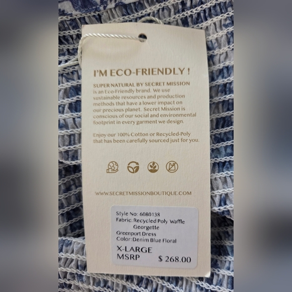 SUPER NATURAL BY SECRET MISSION GEORGETTE GREENPORT DRESS. - Picture 5 of 6